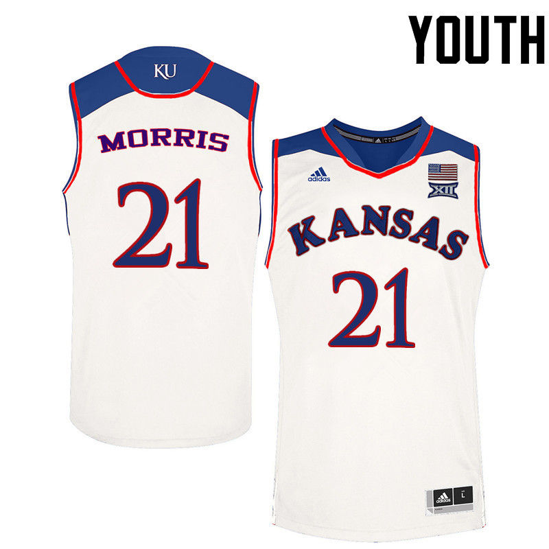 Youth Kansas Jayhawks #21 Markieff Morris College Basketball Jerseys-White - Click Image to Close